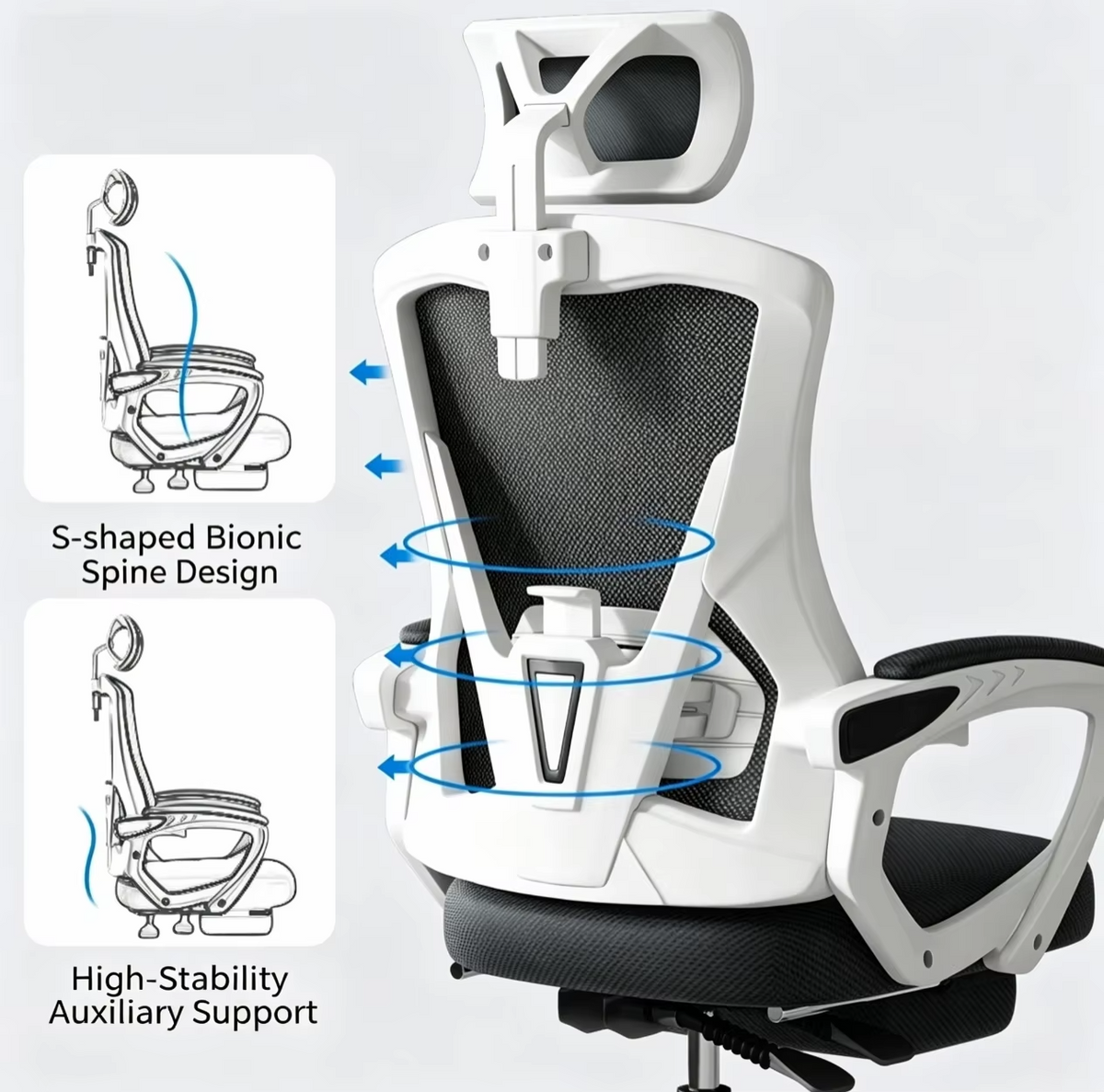 Ergonomic Home Office Desk Chair Comfortable Breathable Mesh Computer Chair Back Support Study Chair for Long Time Sitting Id