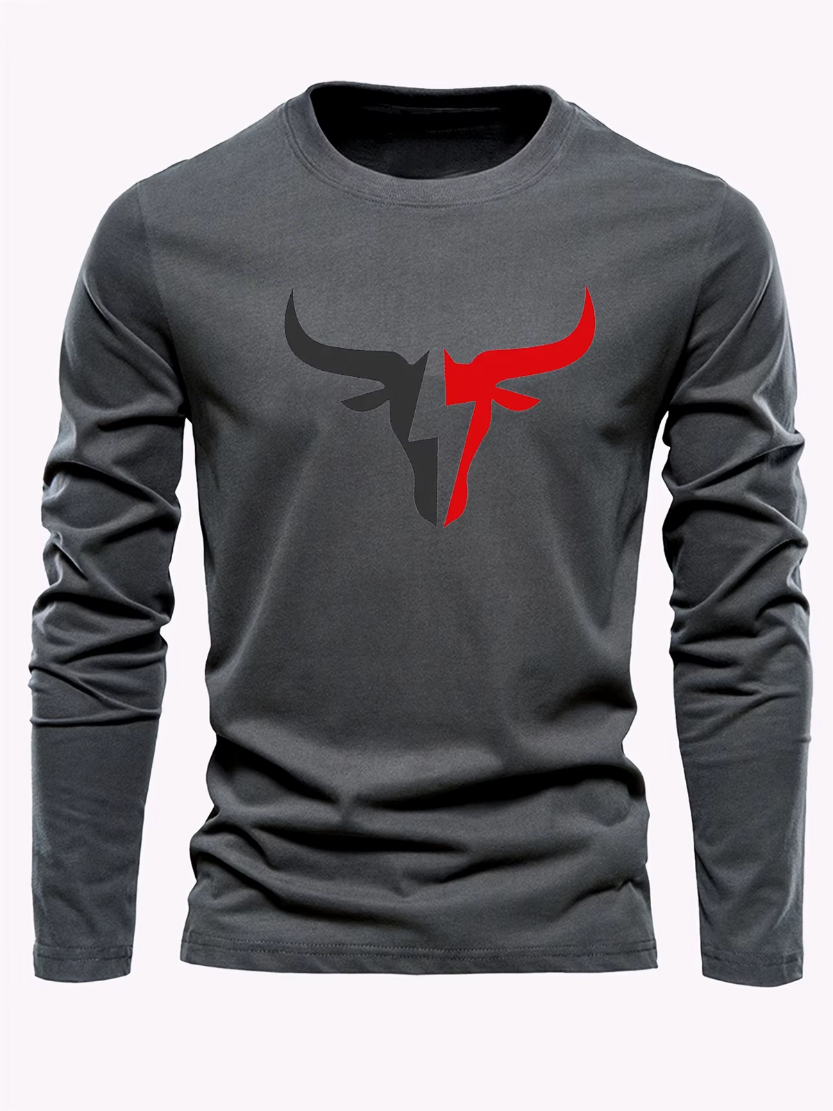 Simple Solid Color Men's Long Sleeve T-shirt Outdoor Run Sports Tees Loose O-neck Fashion Cotton Tops Fall Comfortable Pullover